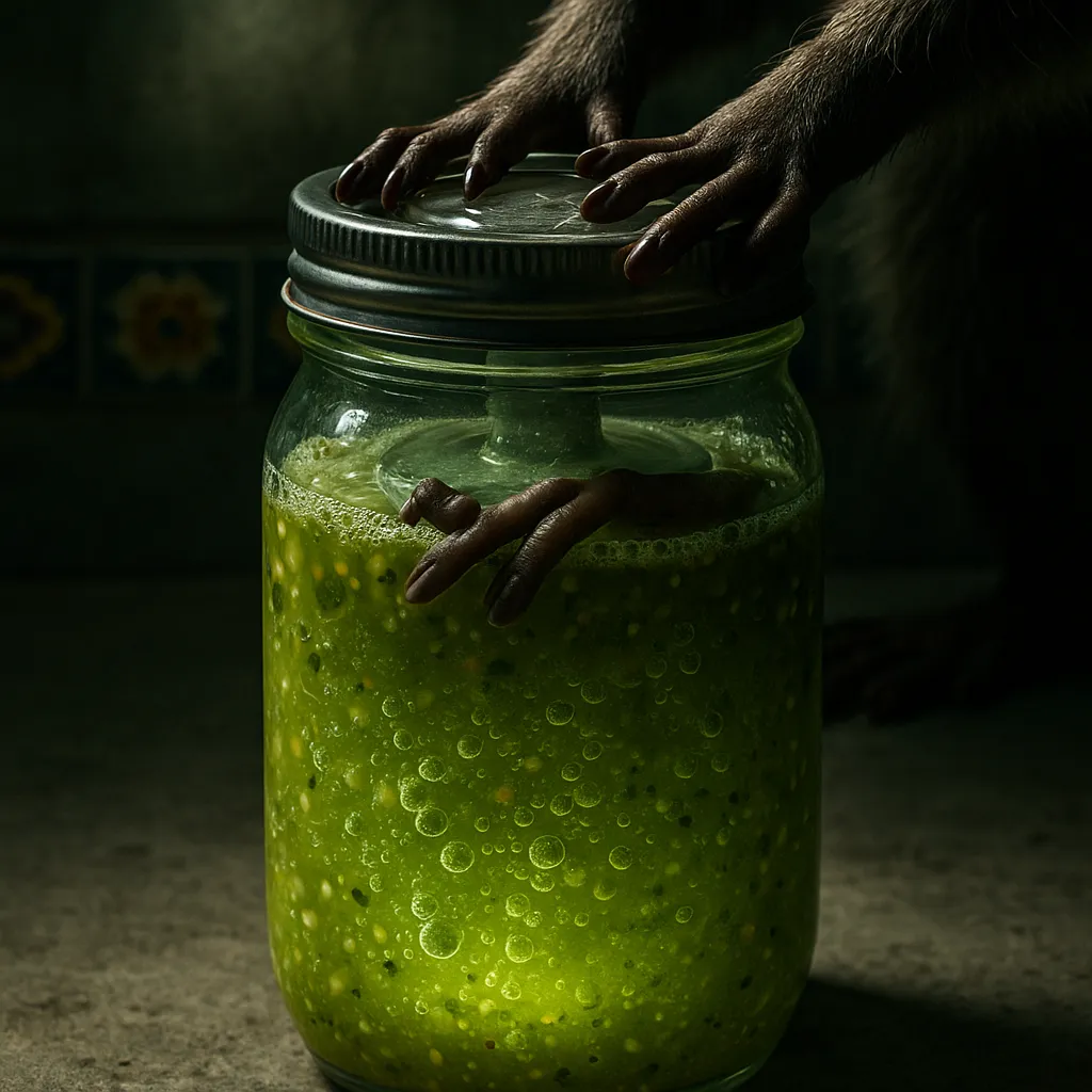 Fermented salsa bubbling during fermentation process