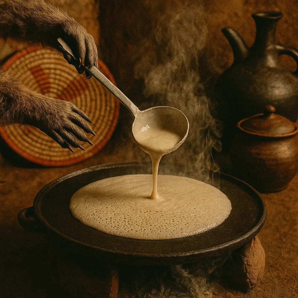 Traditional injera cooking technique