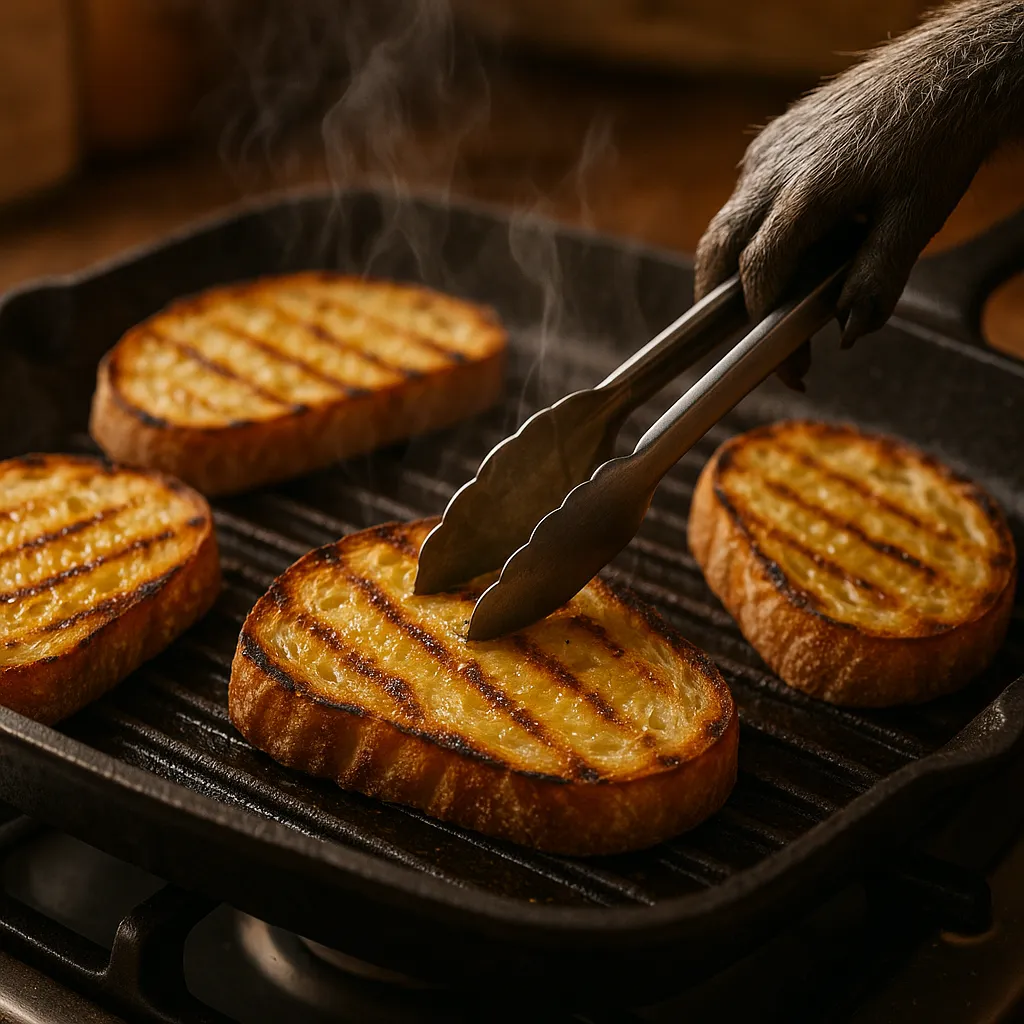Grilling bruschetta bread