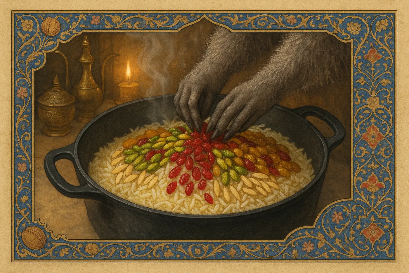 iranian-jeweled-rice-process.jpg (1400x933) Process shot showing ingredients being layered