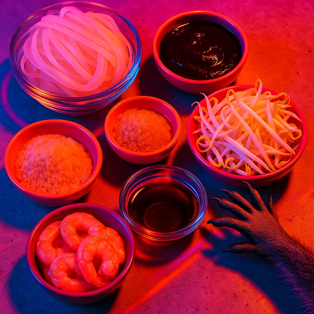 pad-thai-ingredients-neon.png (1024x1024) Pad Thai ingredients laid out