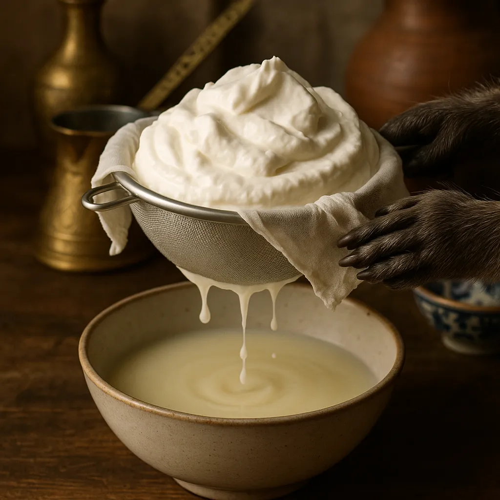 Turkish yogurt straining technique