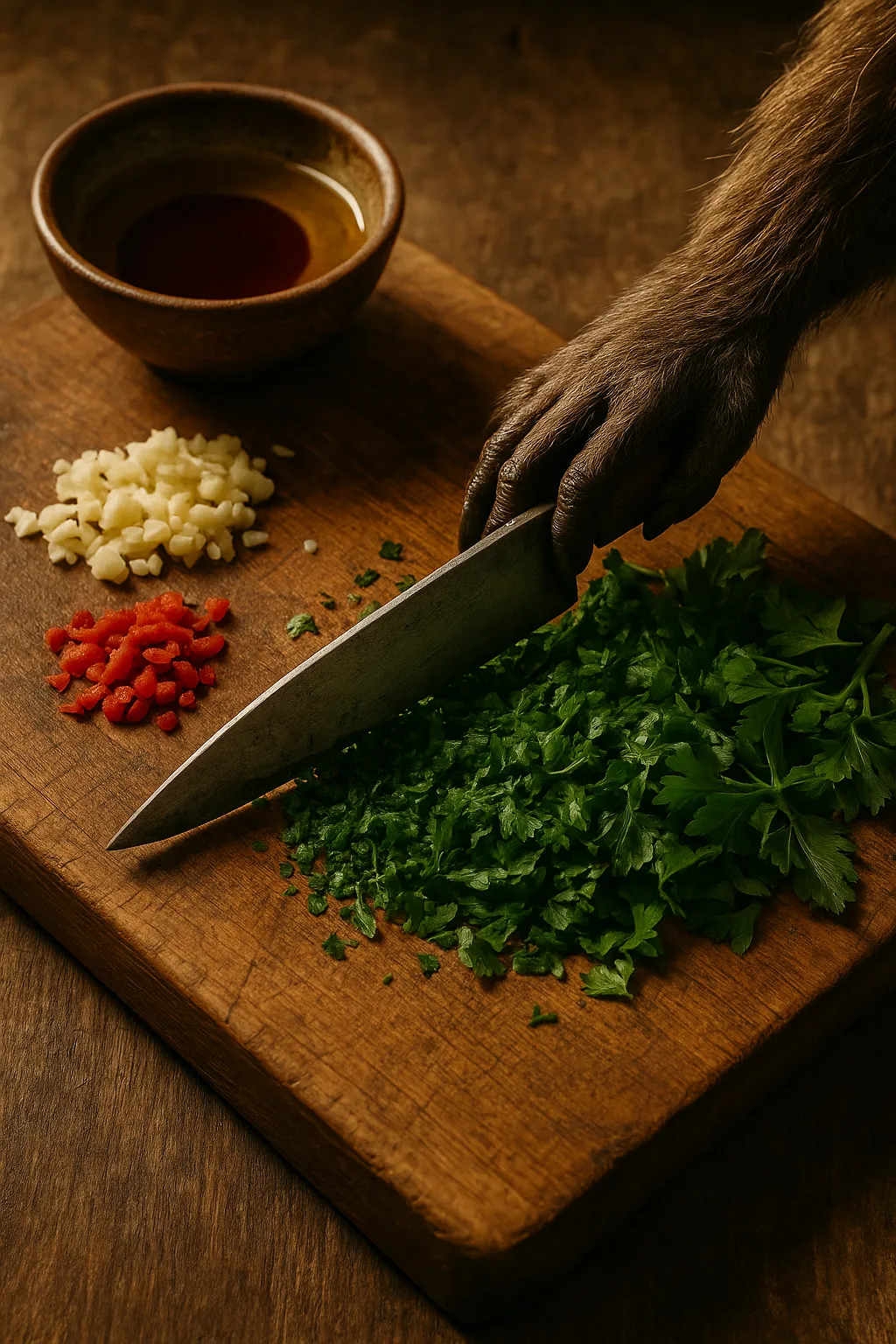 Argentine chimichurri preparation